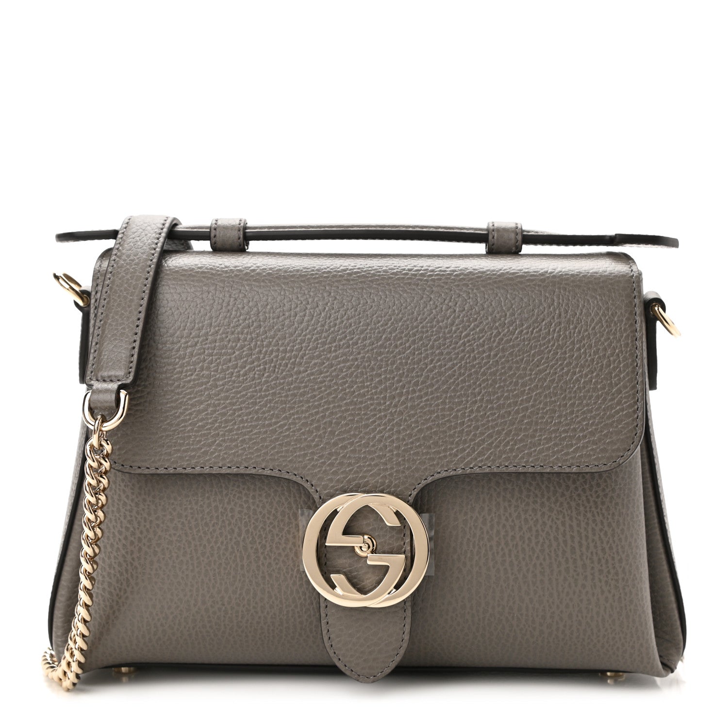 Gucci Dollar Calfskin Interlocking G Top Handle Shoulder Bag Loess 1 of 10