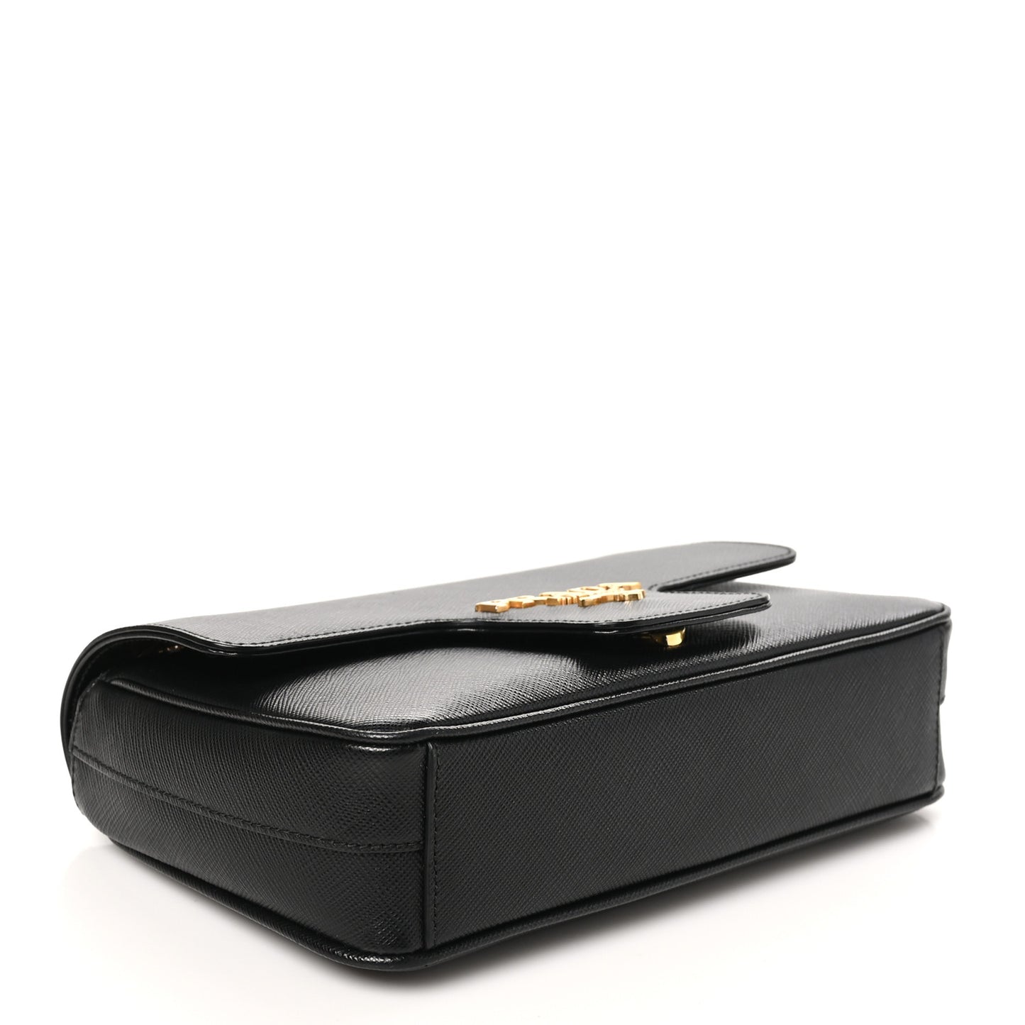 Saffiano Flap Shoulder Bag Black