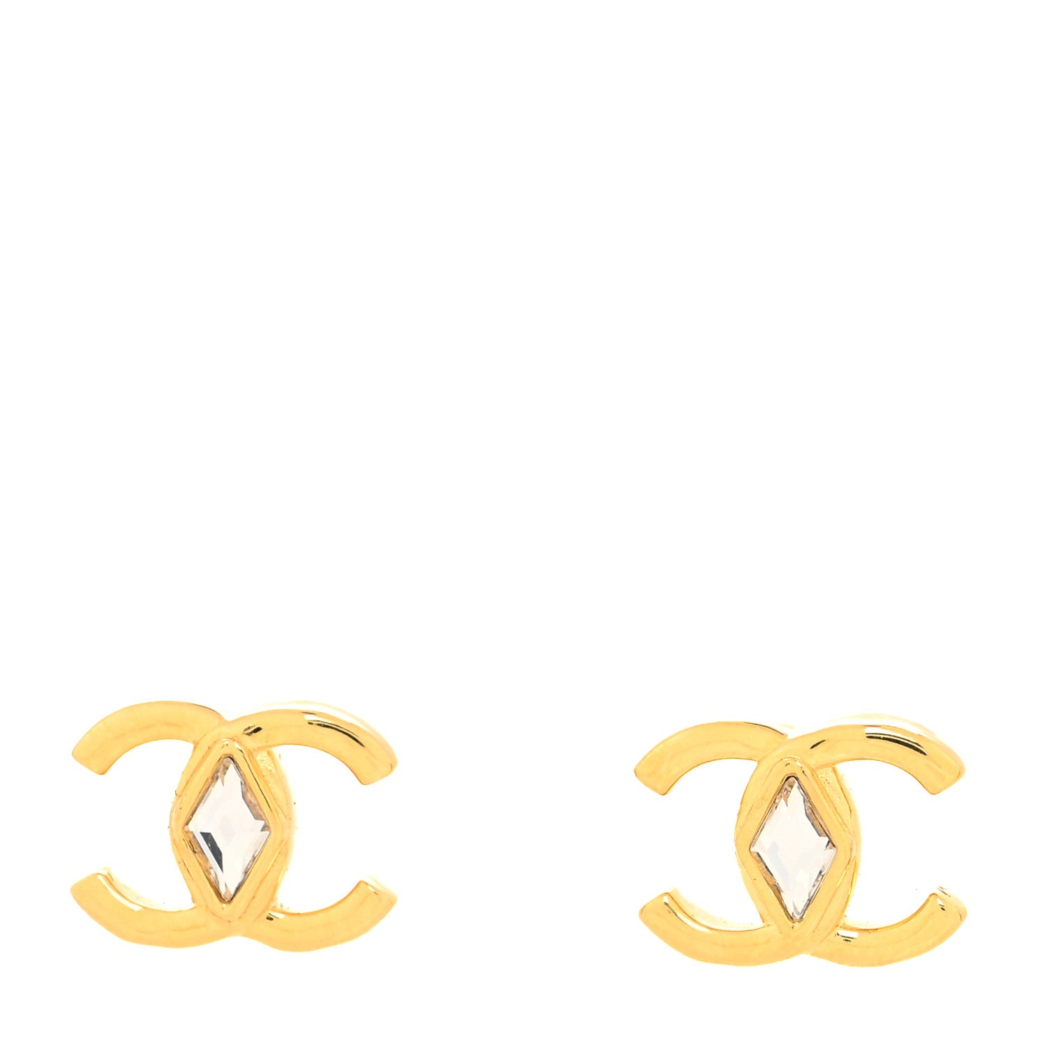 Chanel Metal Crystal CC Marquise Earrings Gold 1 of 4