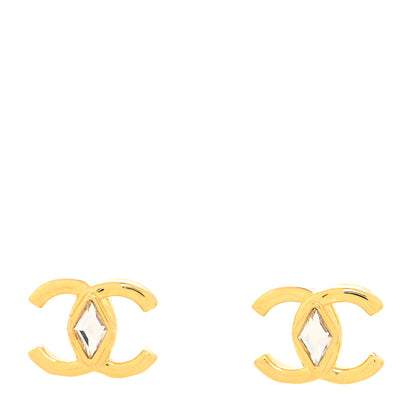 Chanel Metal Crystal CC Marquise Earrings Gold 1 of 4
