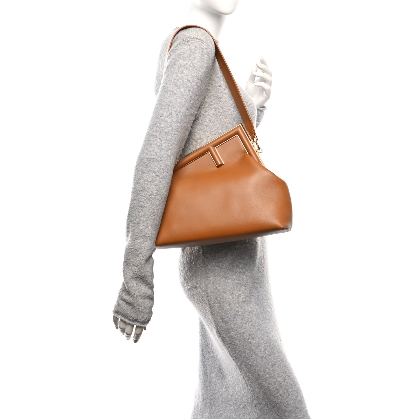 Shiny Nappa Medium Fendi First Caramello