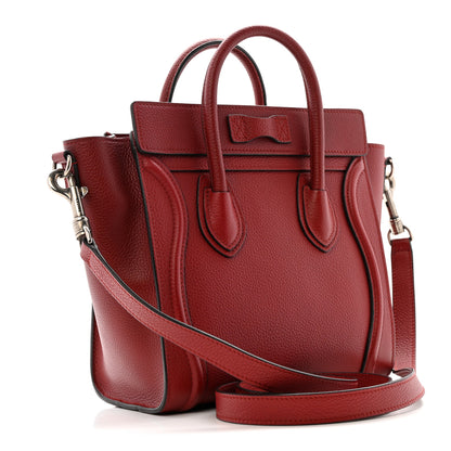 Celine Drummed Calfskin Nano Luggage Merlot 3 of 12