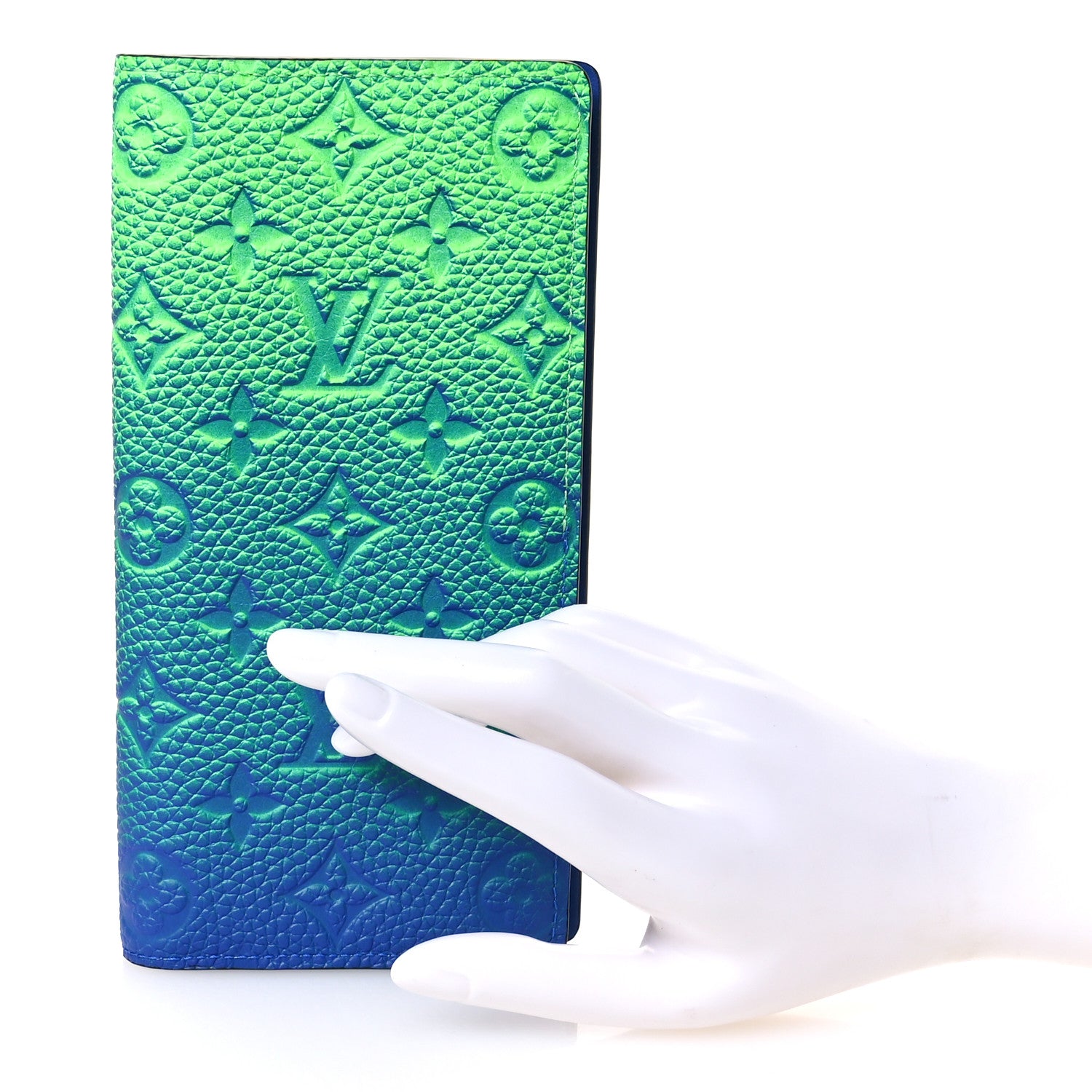Louis Vuitton Taurillon Illusion Brazza Wallet Bleu Vert 2 of 7