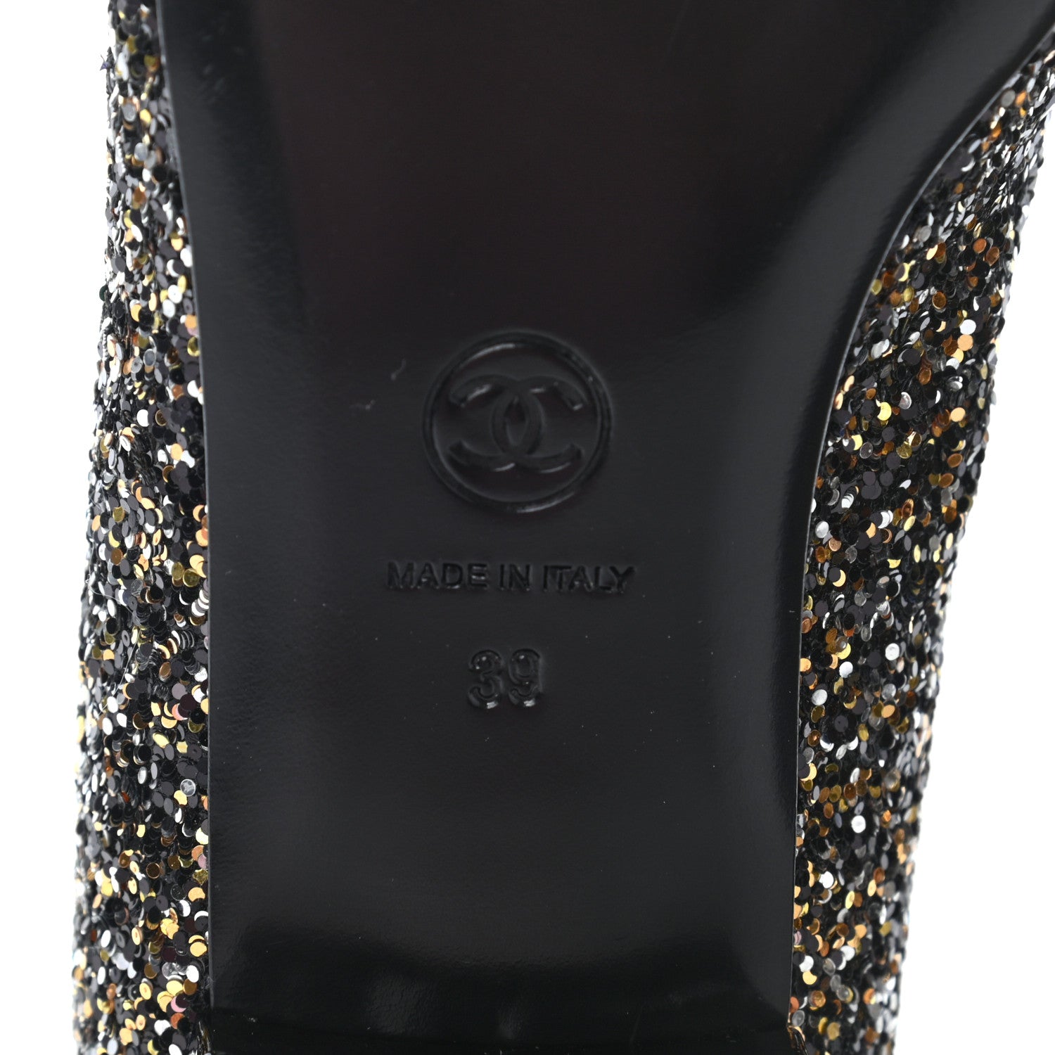 Chanel Glitter Fabric Patent Calfskin Moccasin Loafers 39 Black Bronze 8 of 8