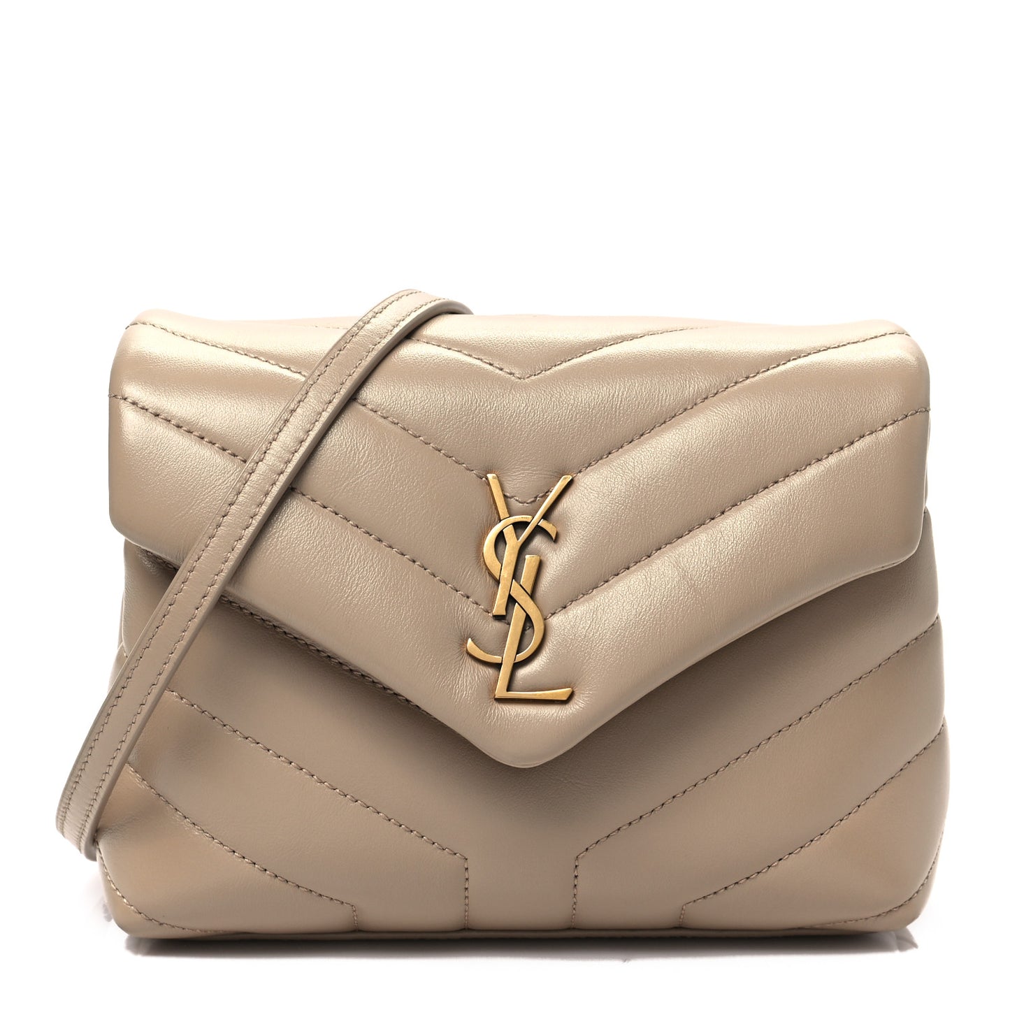 Calfskin Y Quilted Monogram Toy Loulou Crossbody Bag Dark Beige