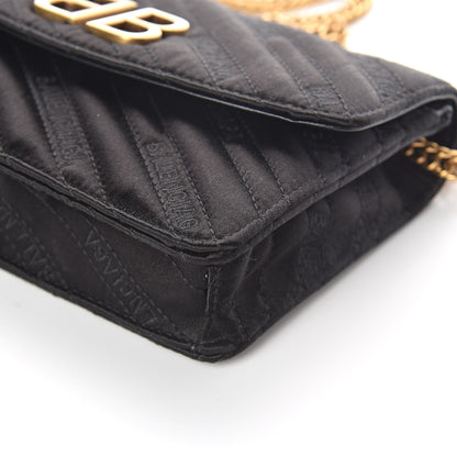 Balenciaga Satin Jacquard Logo Matelasse BB Wallet On Chain Black 8 of 9