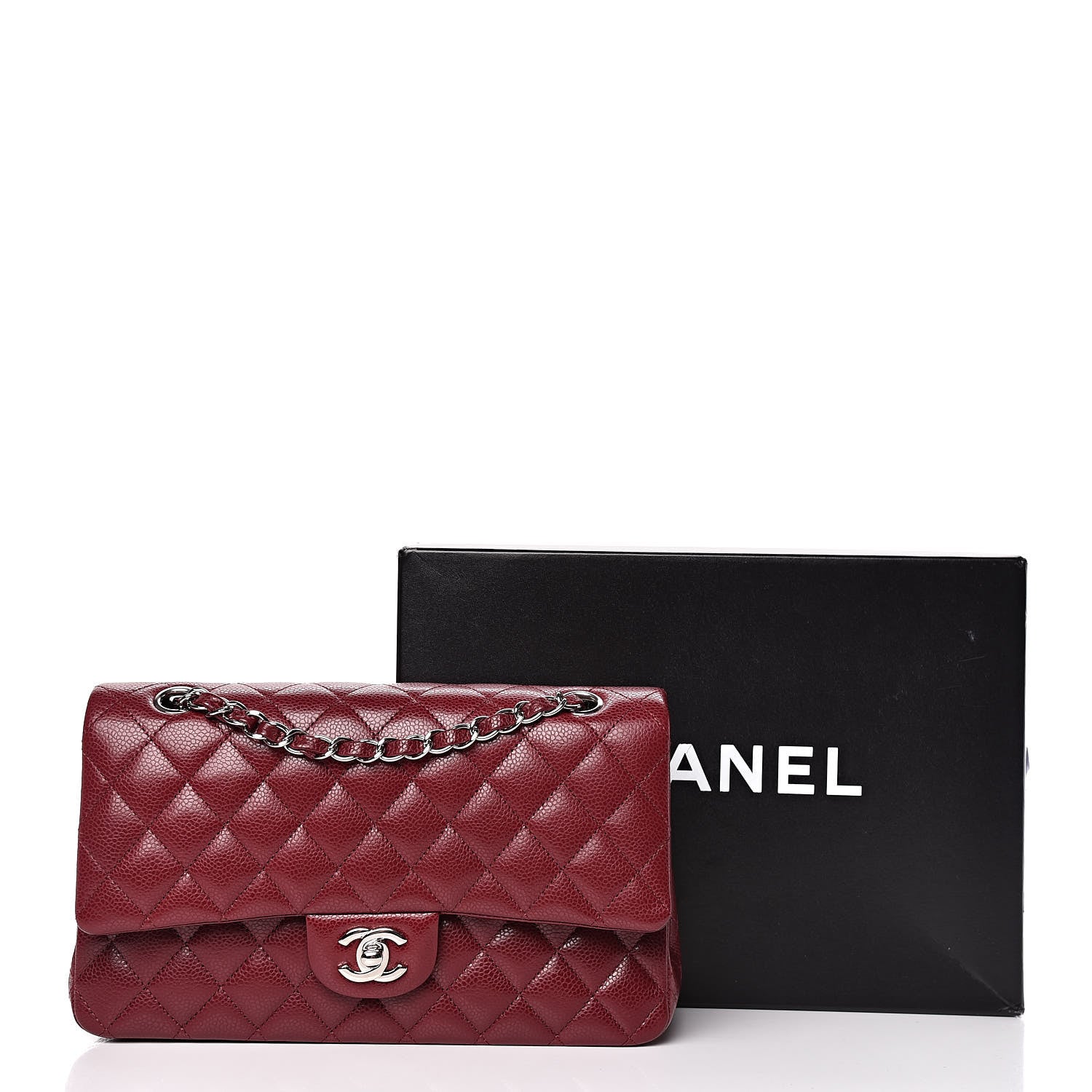 Chanel Caviar Quilted Medium Double Flap Dark Red 11 of 11