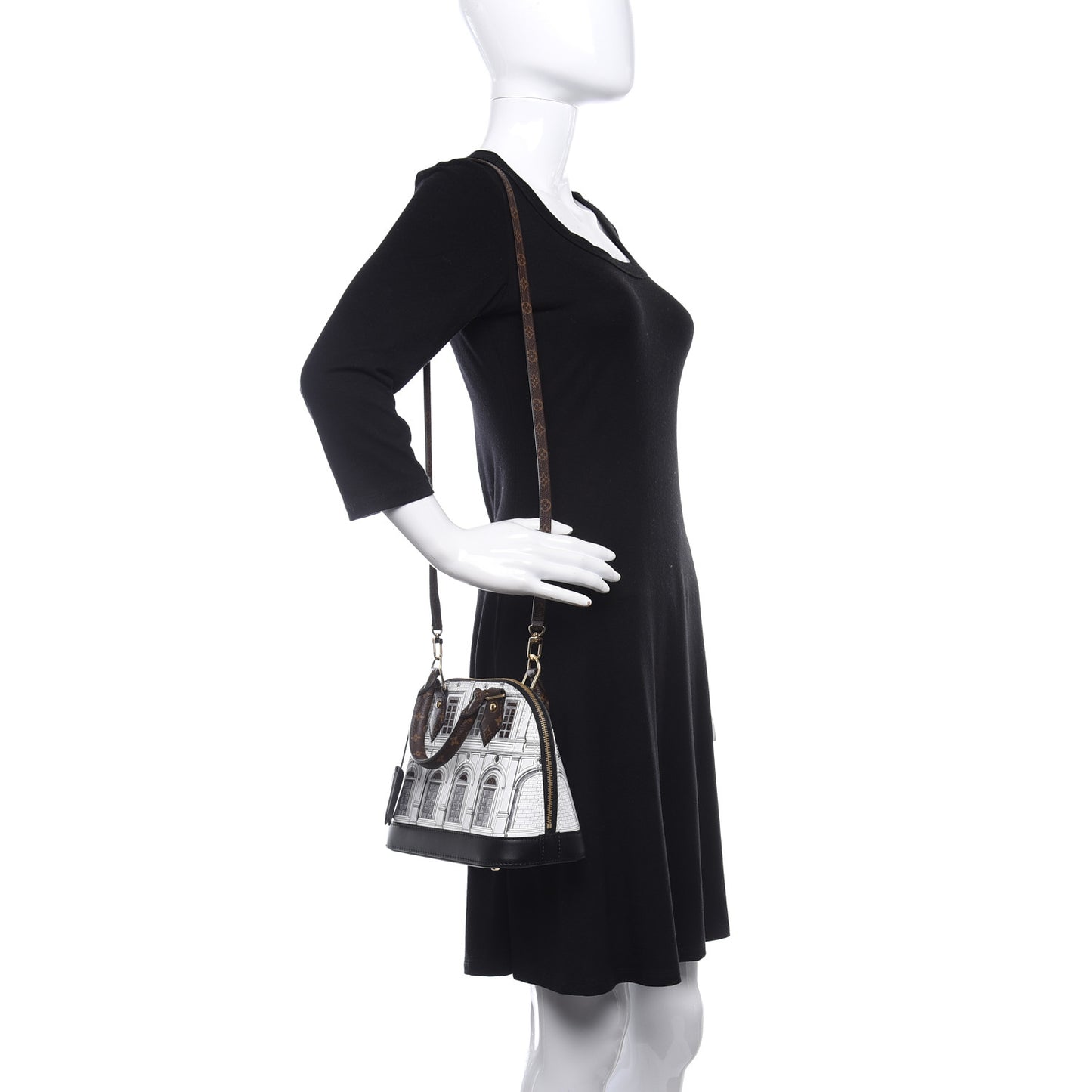 X FORNASETTI Calfskin Architettura Alma BB Black White