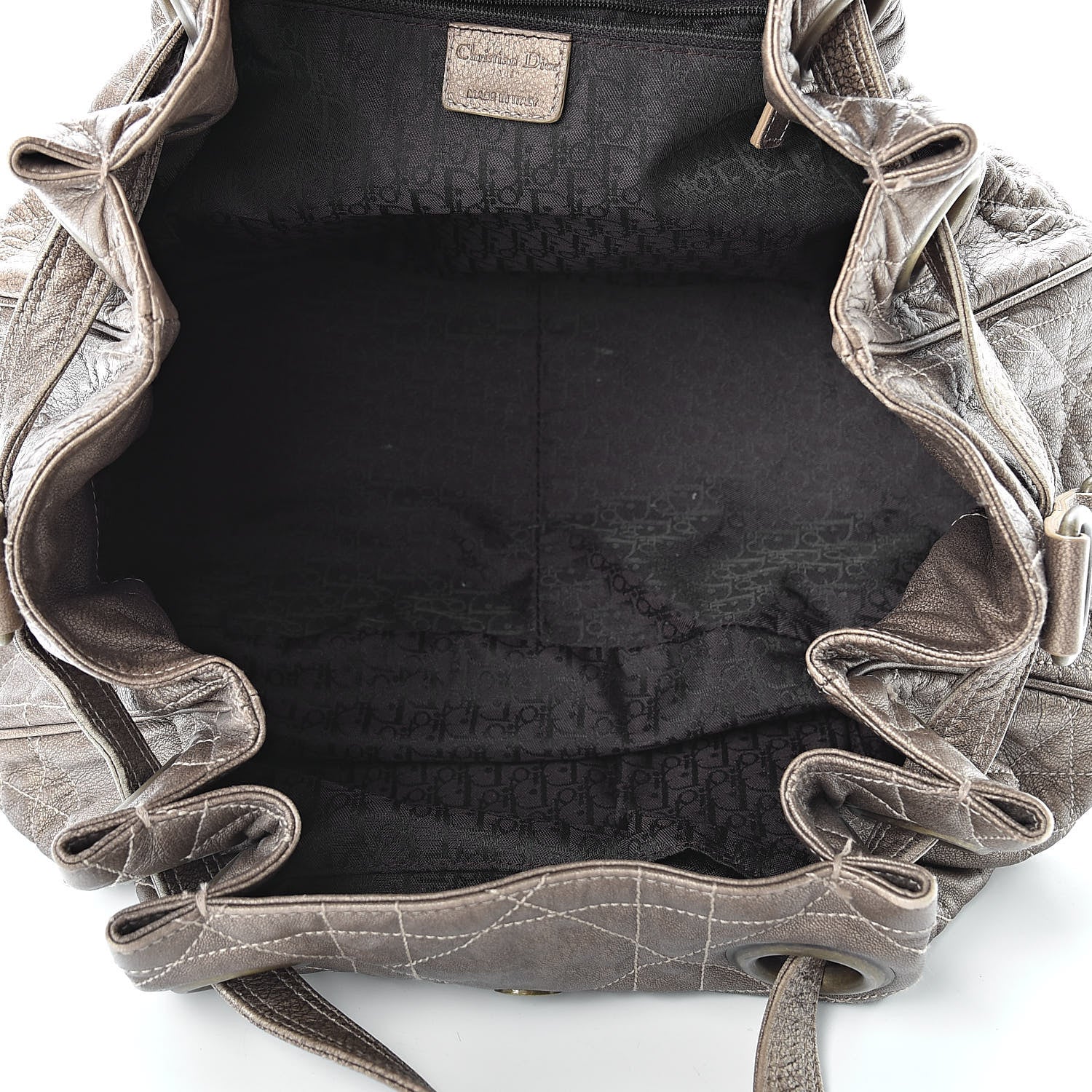 Christian Dior Lambskin Cannage Drawstring Bag Bronze 5 of 22