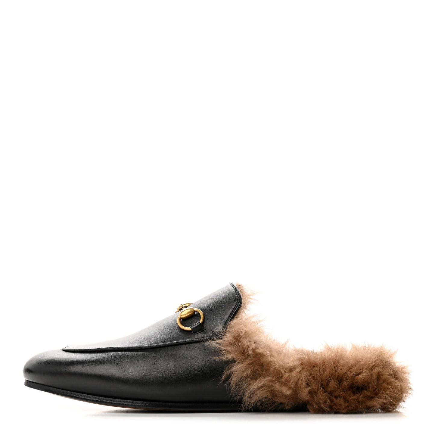 Calfskin Fur Womens Princetown Slippers 37.5 Black
