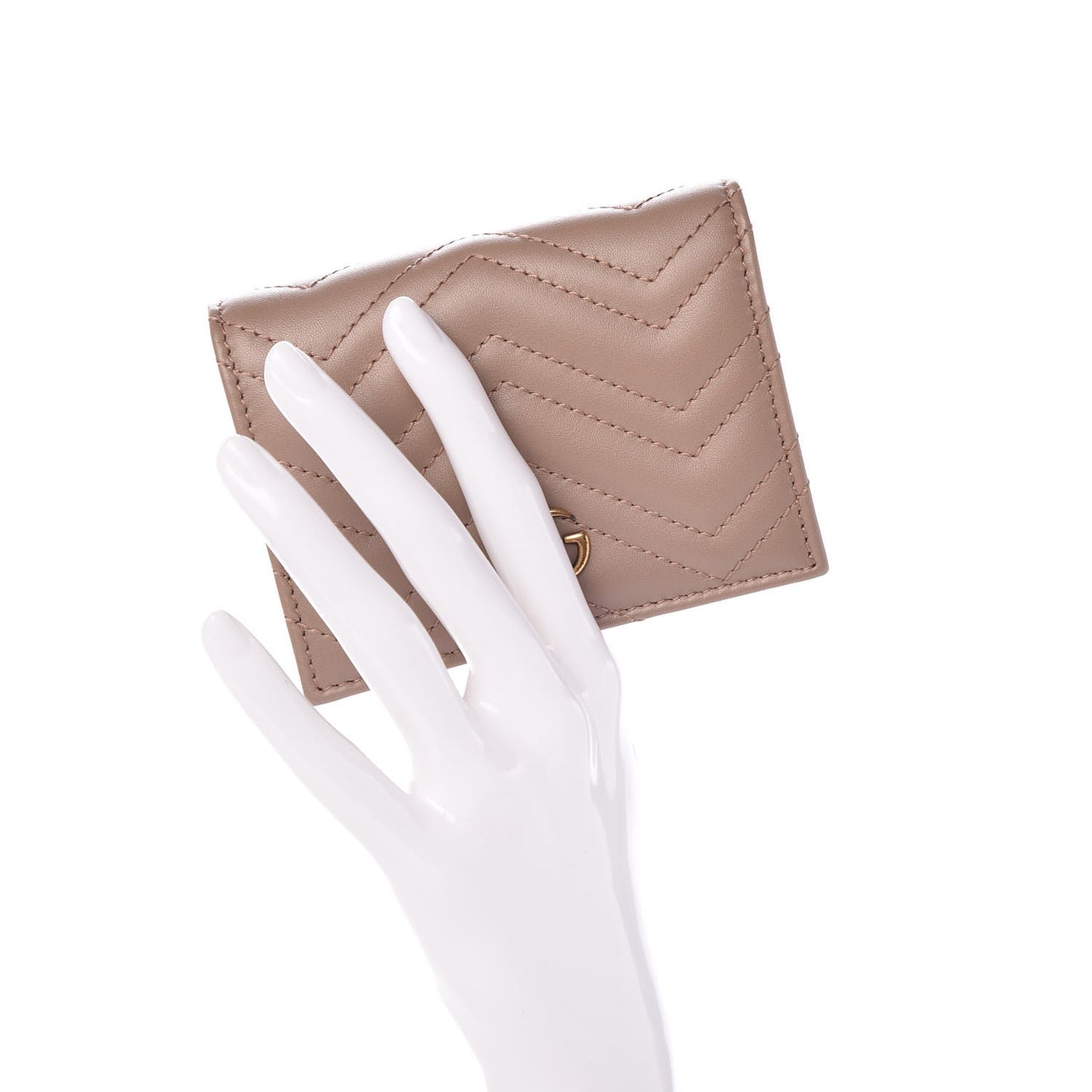Calfskin Matelasse GG Marmont Card Case Wallet Porcelain Rose