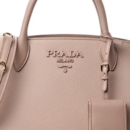 Prada Saffiano Cuir Calfskin Small Monochrome Top Handle Tote Cipria 9 of 9