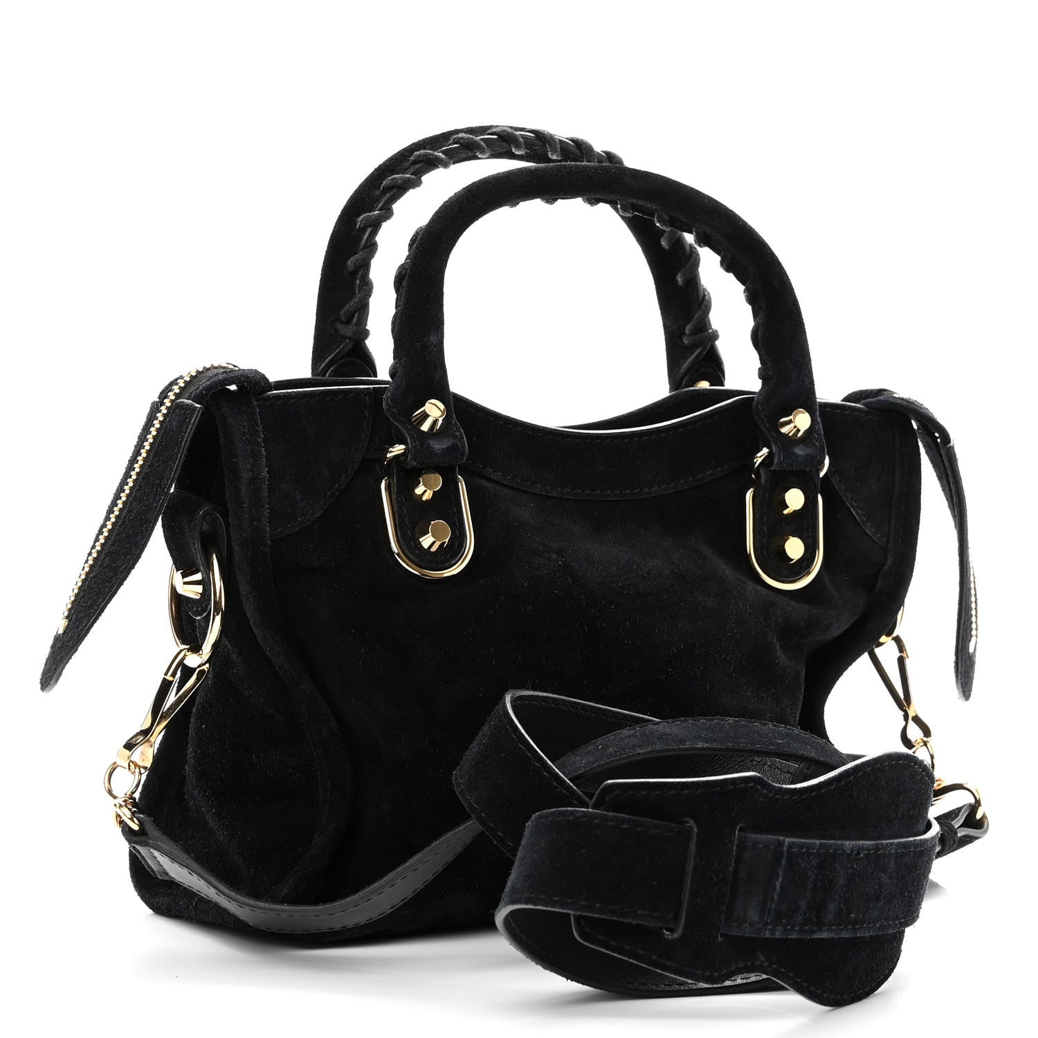 Balenciaga Baby Daim Suede Gold Metallic Edge Hardware Mini City Black 3 of 9