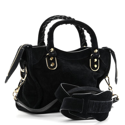 Balenciaga Baby Daim Suede Gold Metallic Edge Hardware Mini City Black 3 of 9