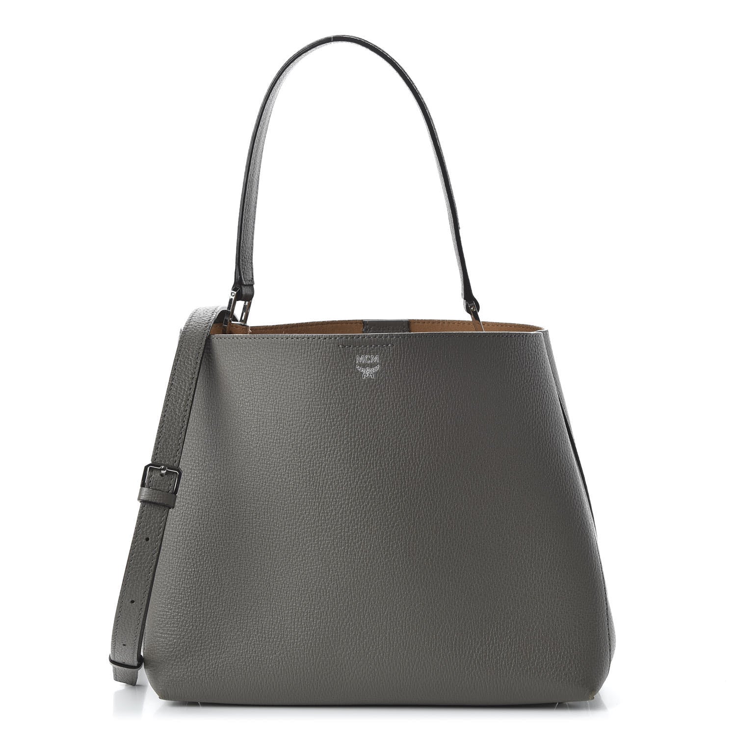 MCM Grained Calfskin Sarah Medium Visetos Hobo Grey 1 of 7