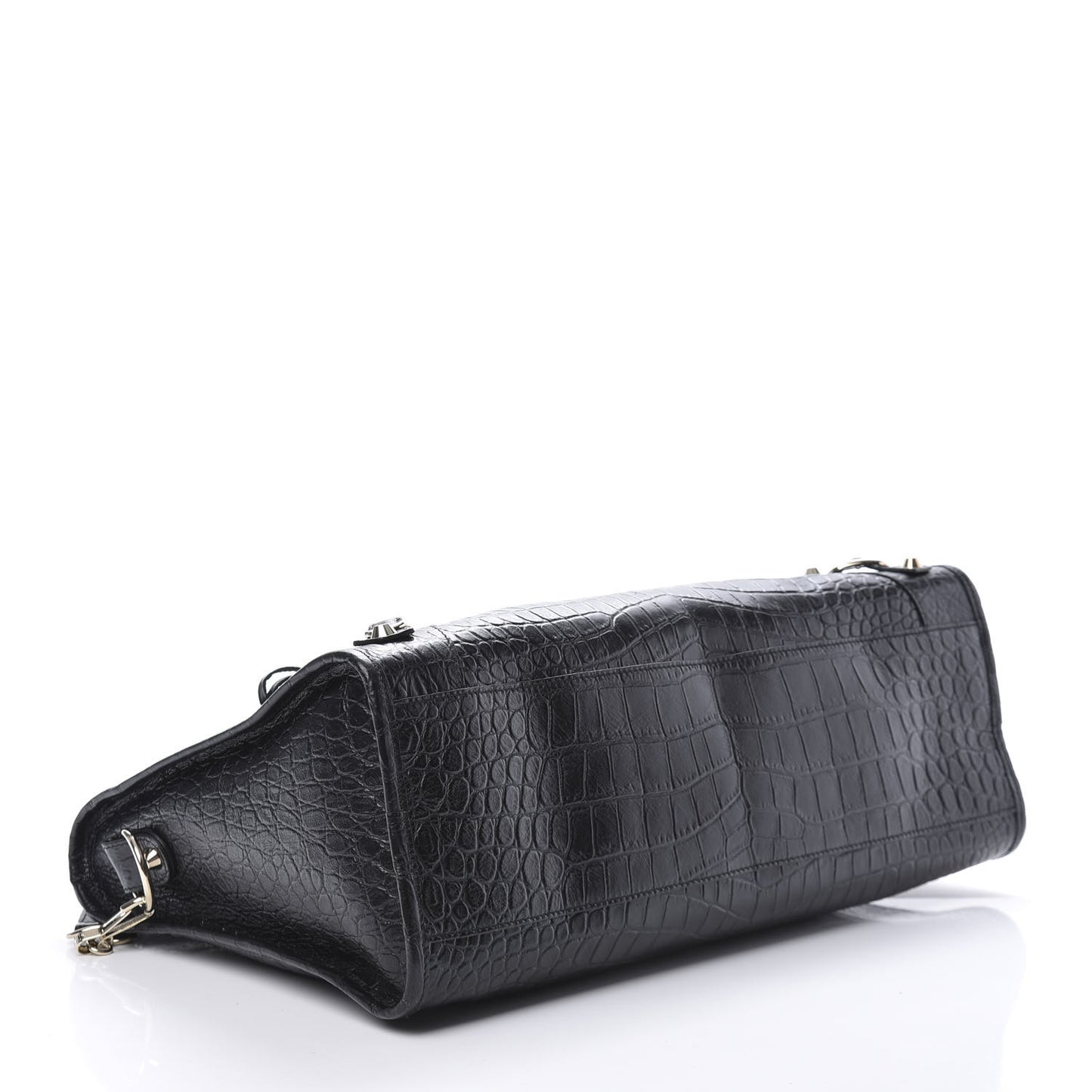 Calfskin Crocodile Embossed Classic Hardware City Black