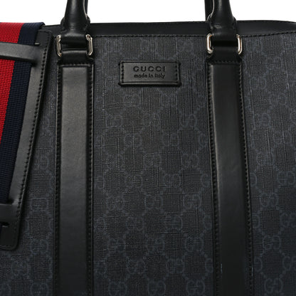 Gucci GG Supreme Monogram Appia Calfskin Web Briefcase Black 8 of 10