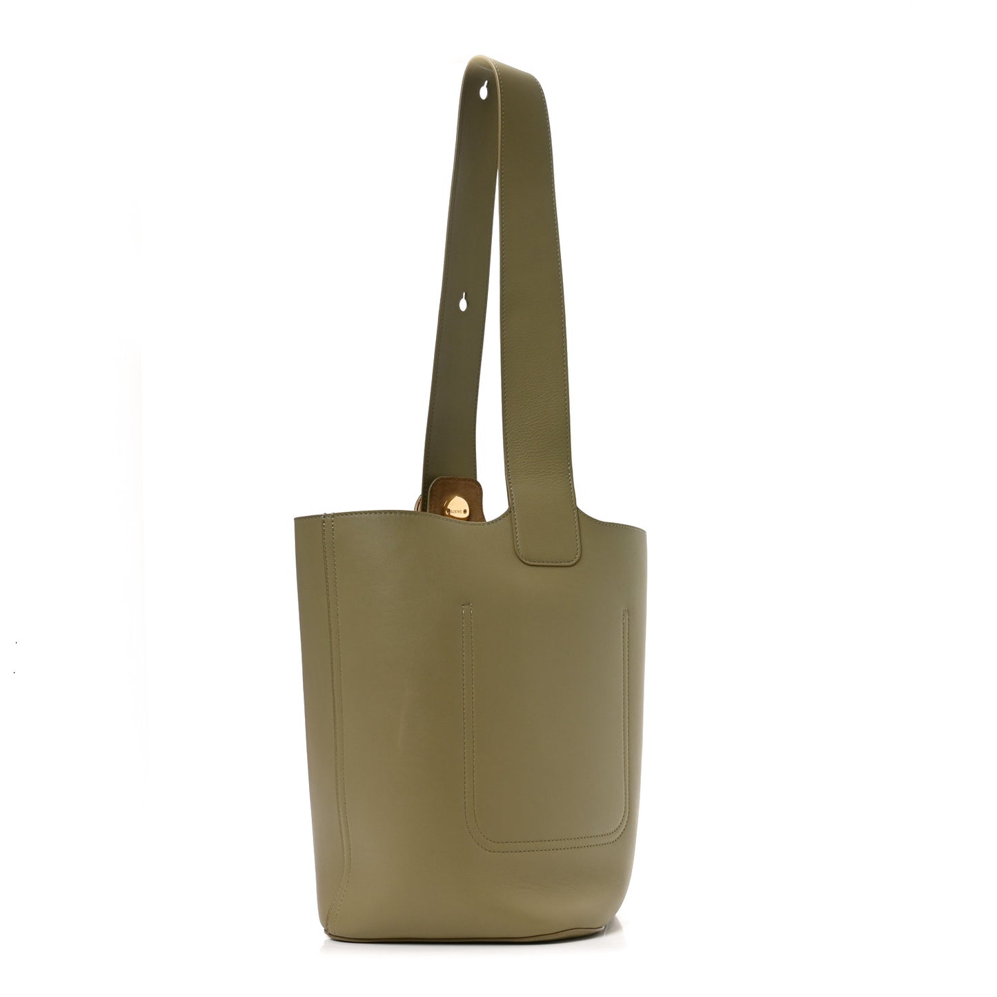 Smooth Calfskin Medium Pebble Bucket Bag Eucalyptus