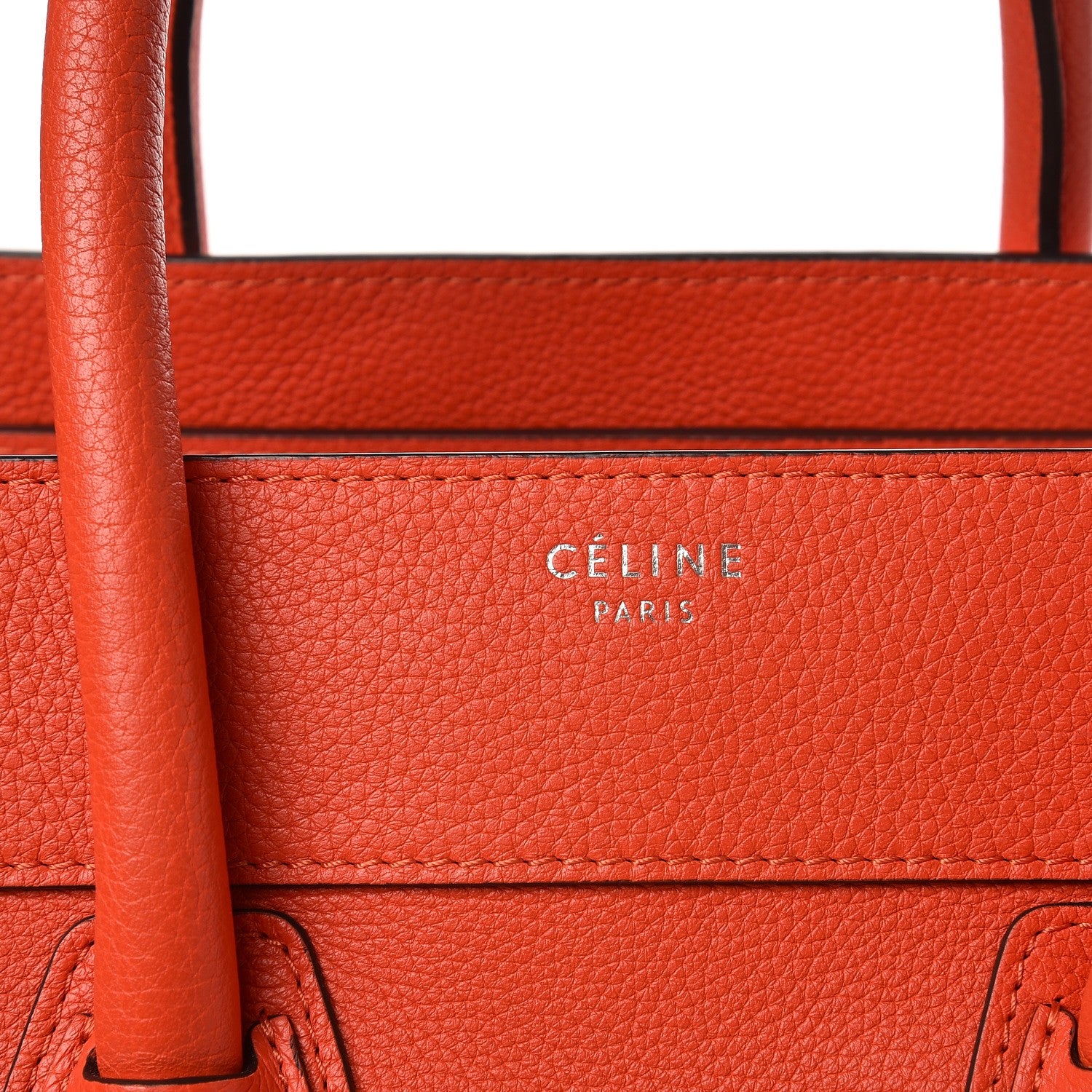 Celine Drummed Calfskin Mini Luggage Vermillion 10 of 10