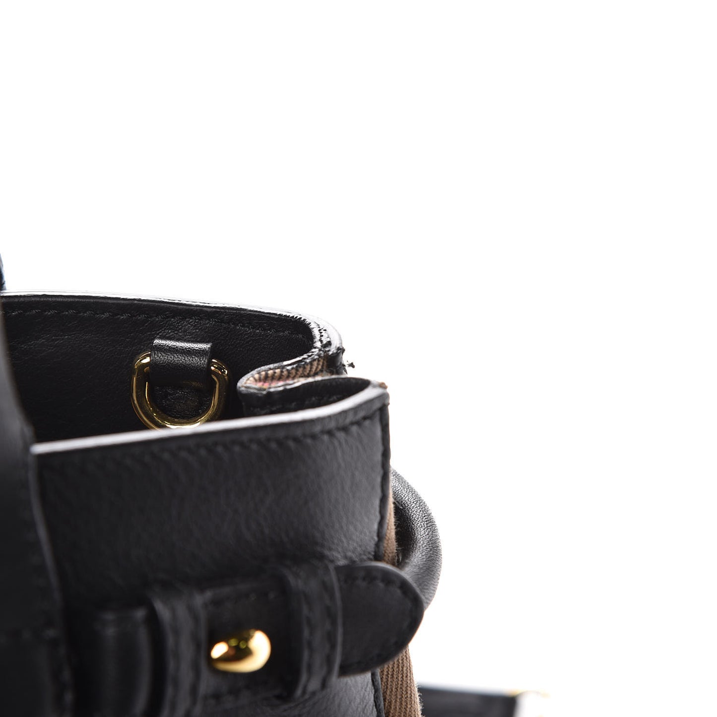 Grainy Calfskin House Check Small Banner Tote Black