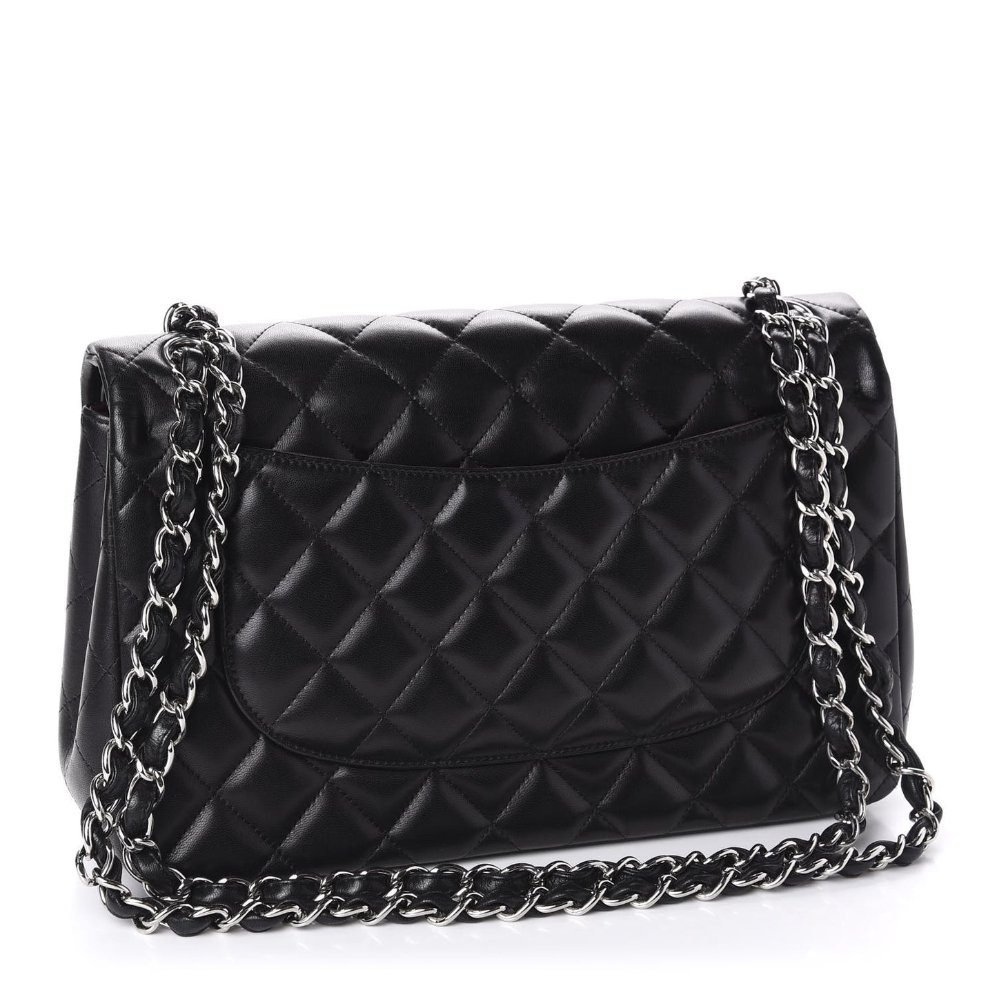 Lambskin Quilted Jumbo Double Flap Black