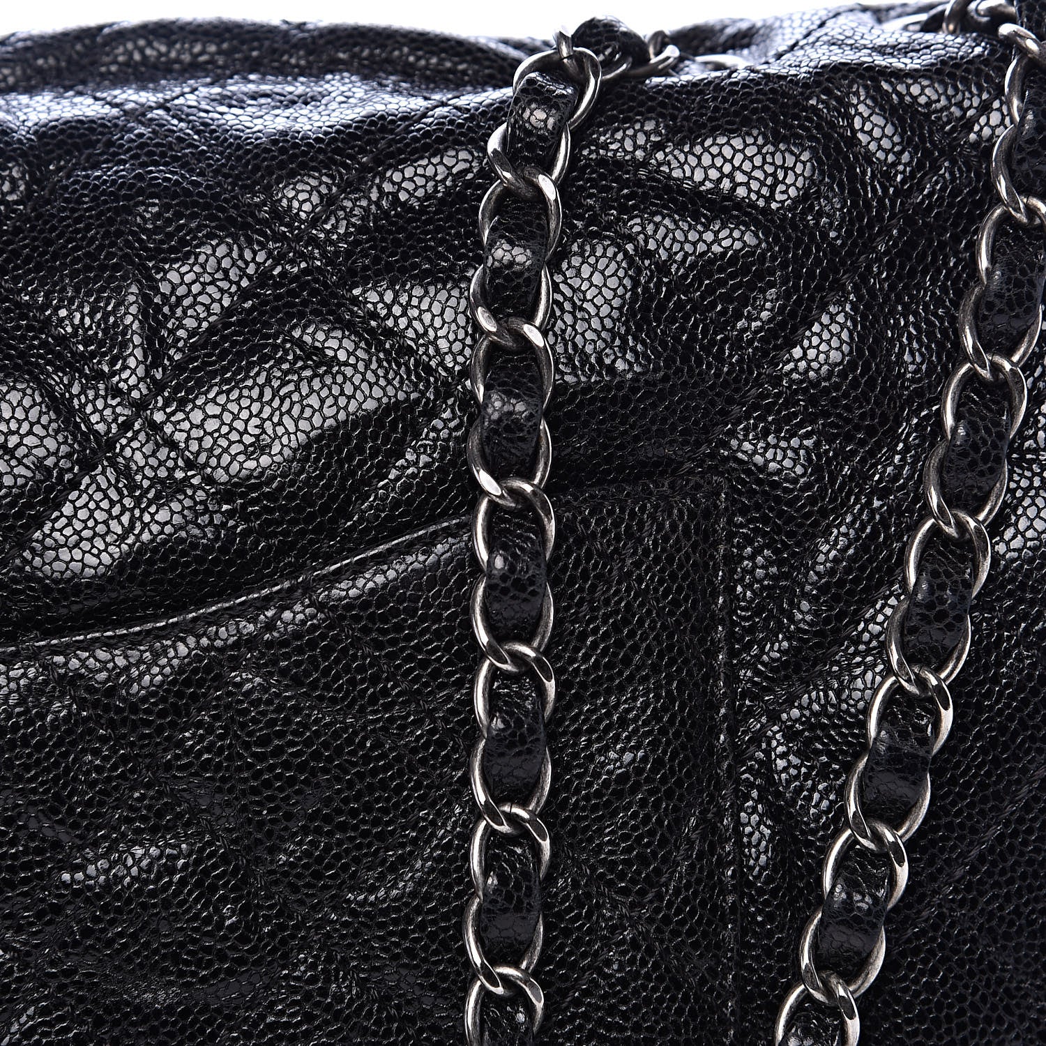 Chanel Crumpled Caviar Quilted Maxi Elastic Flap Black 11 of 14