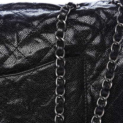 Chanel Crumpled Caviar Quilted Maxi Elastic Flap Black 11 of 14