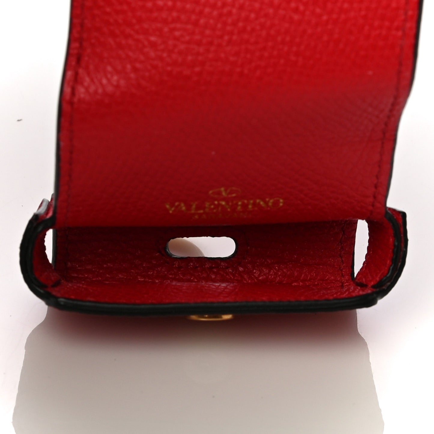 Grainy Calfskin Vlogo Airpods Case Rouge Pur