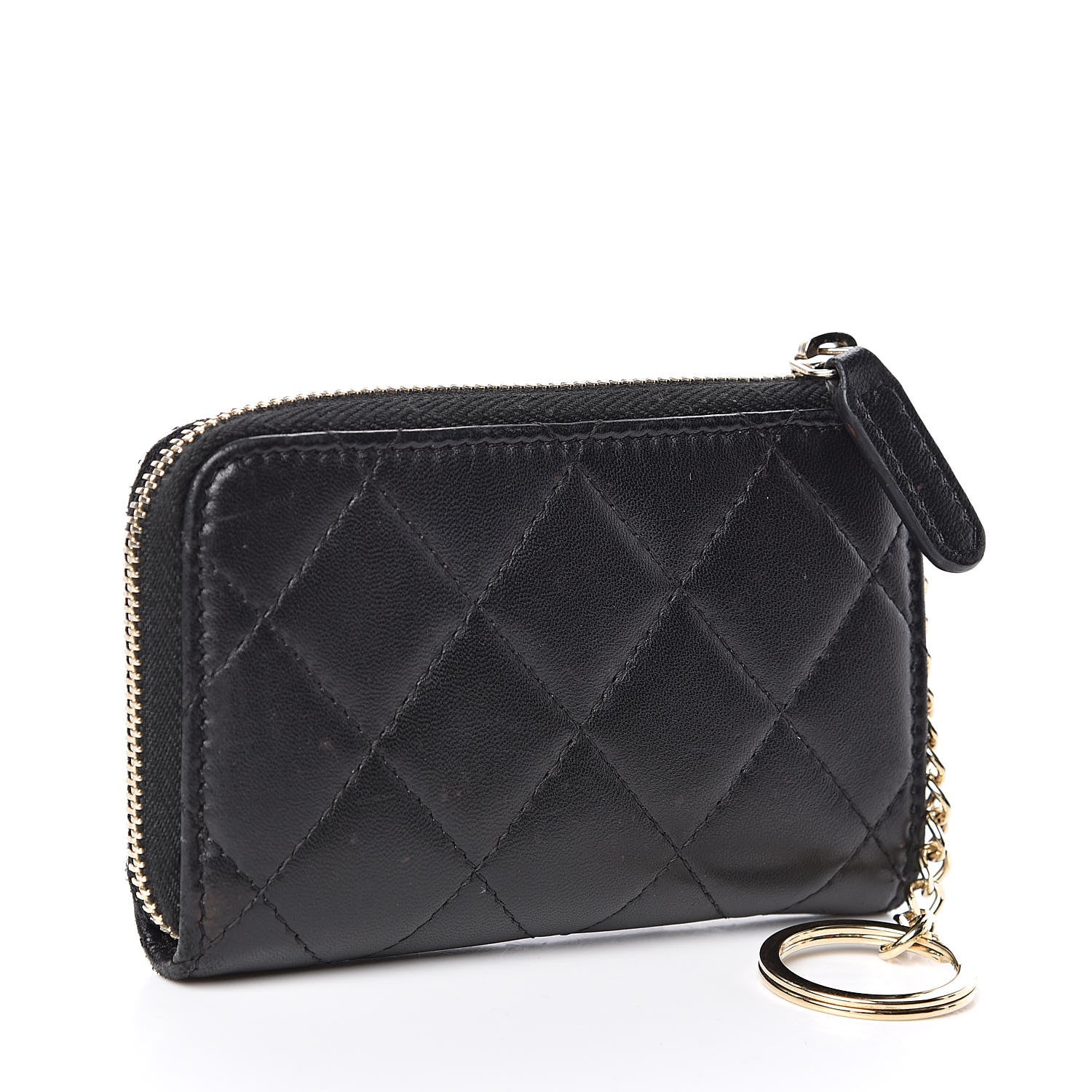 Chanel Lambskin Quilted Key Holder Case Black 3 of 8