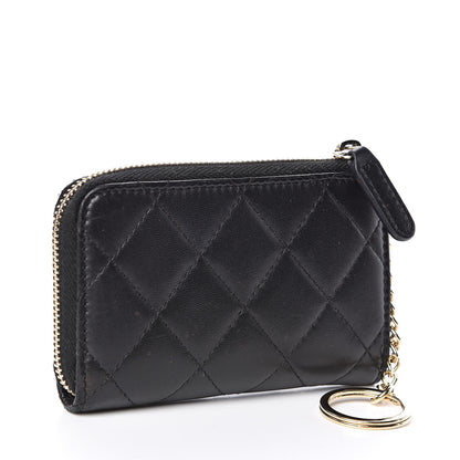 Chanel Lambskin Quilted Key Holder Case Black 3 of 8