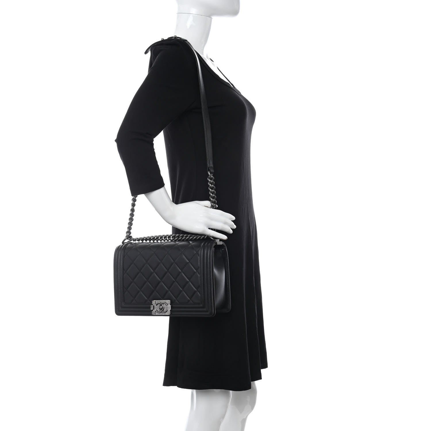 Chanel Calfskin Quilted New Medium Boy Flap Black 2 of 10