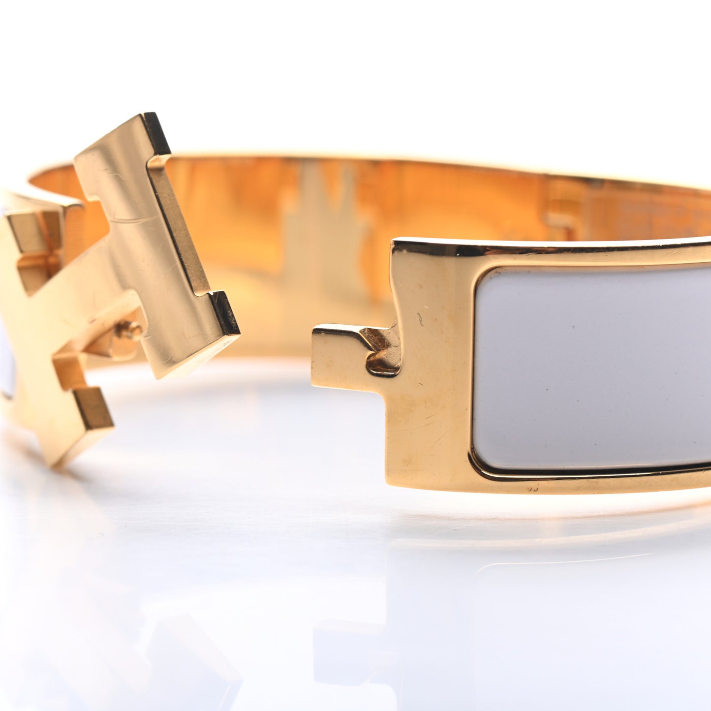 Enamel Wide Clic Clac H Bracelet GM White