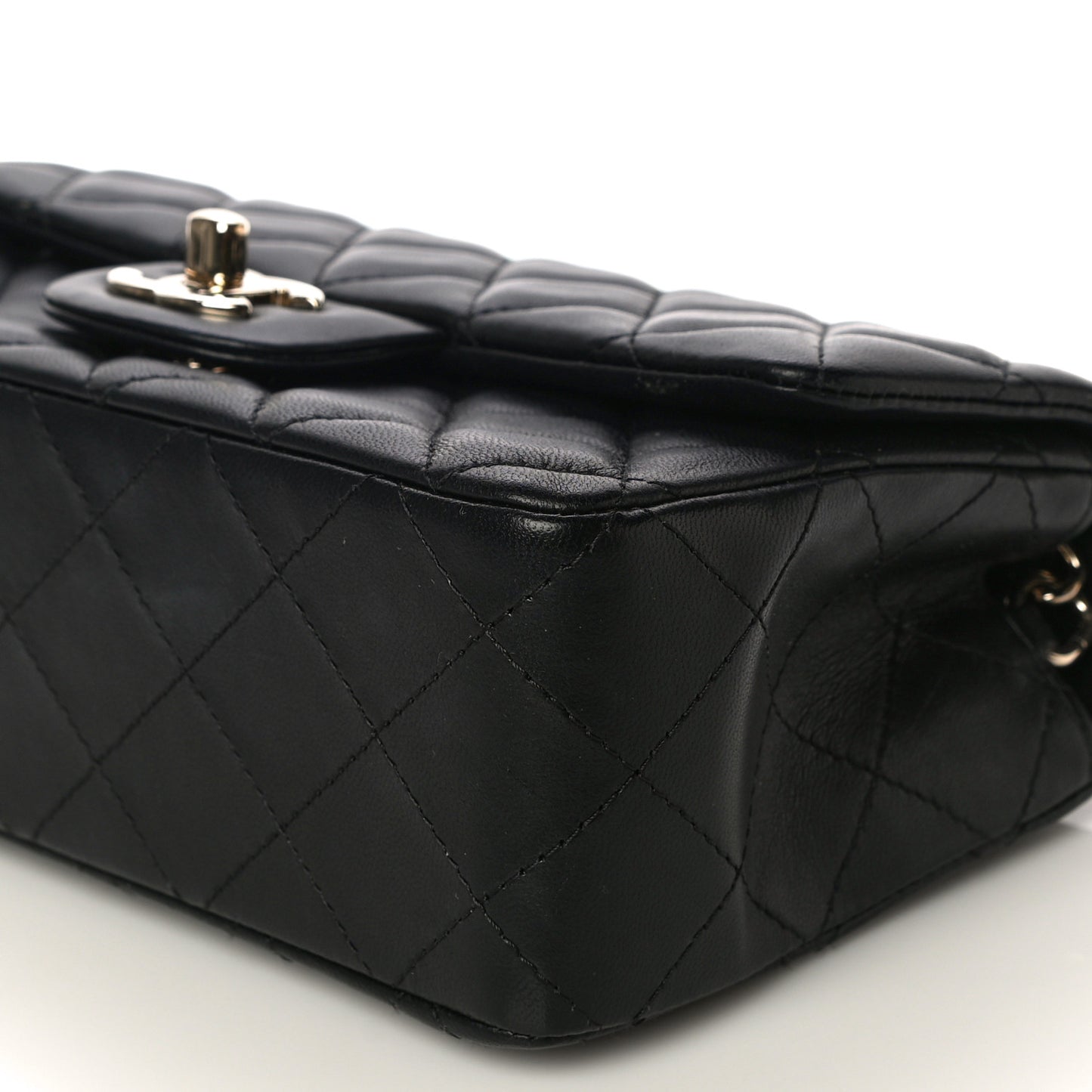 Lambskin Quilted Mini Rectangular Flap Black