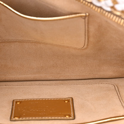 Prada Goatskin Woven Zip Clutch Oro White 5 of 11