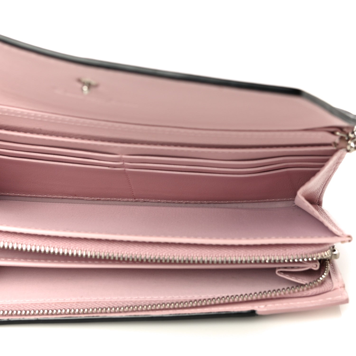 Christian Dior Calfskin Bi-Color Envelope Chain Wallet Pink Black 5 of 15