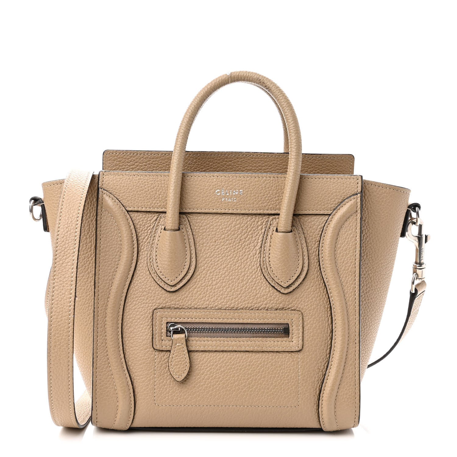 Celine Drummed Calfskin Nano Luggage Dune 1 of 17