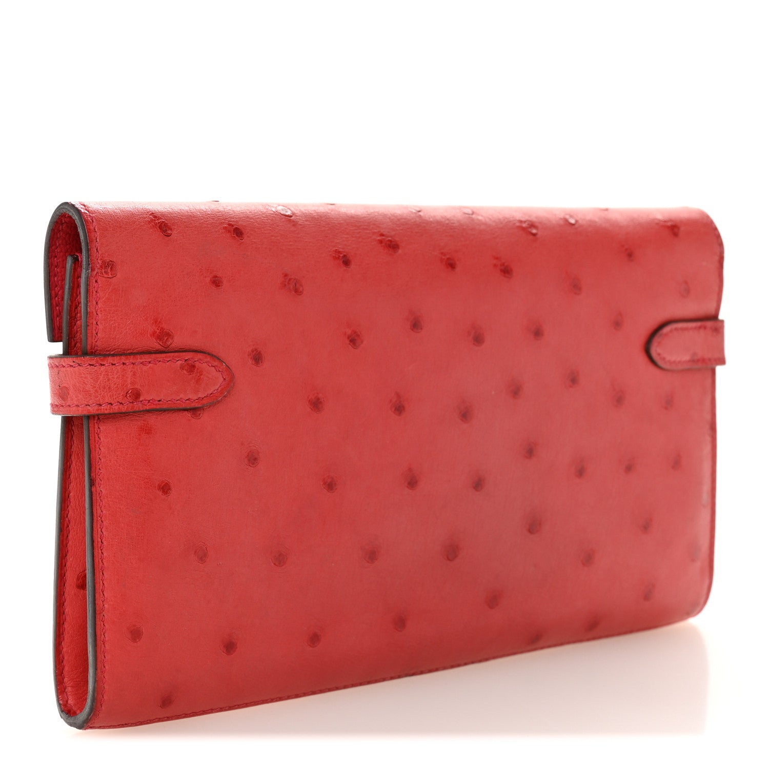 Hermes Ostrich Kelly Longue Wallet Rouge Vif 3 of 7