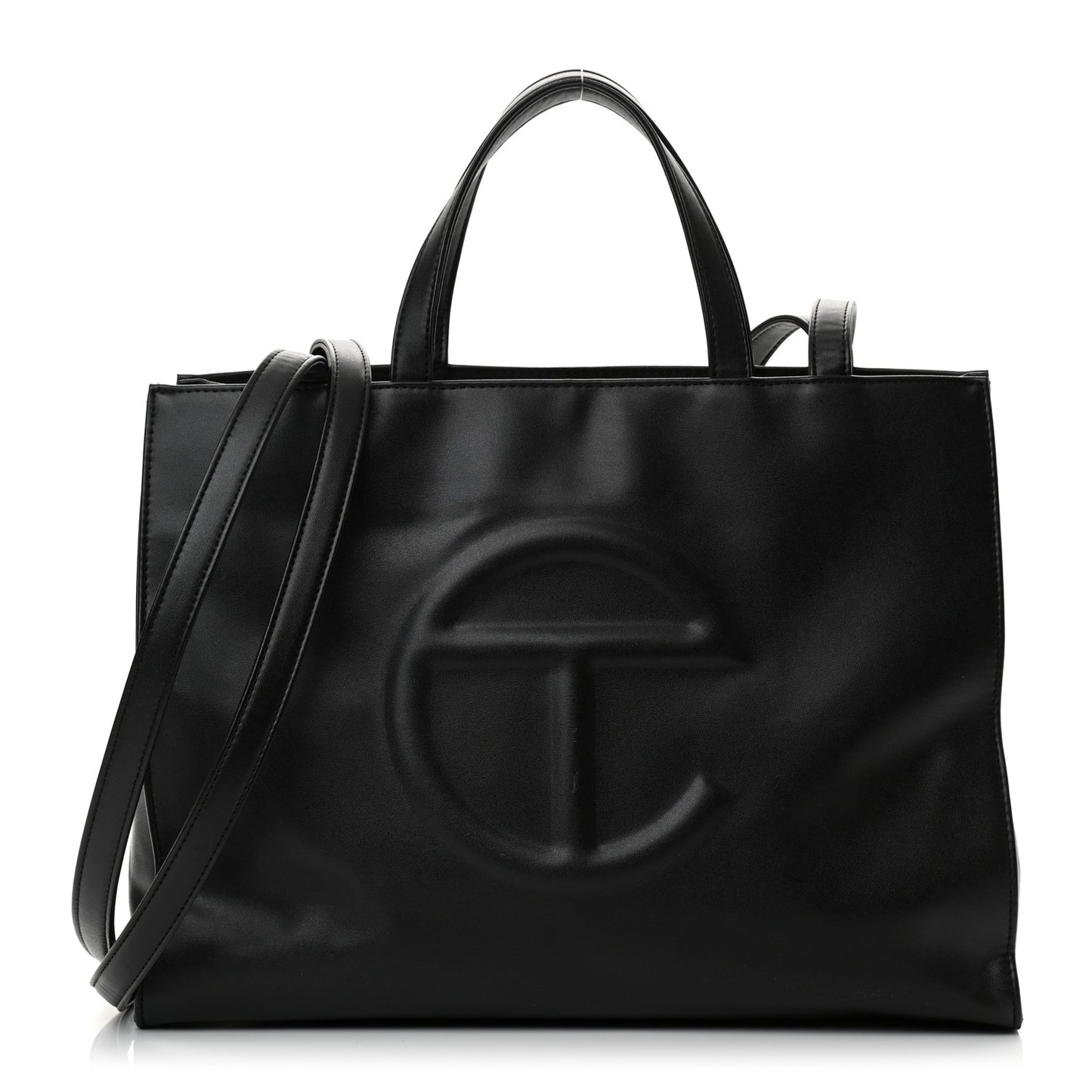 Vegan Leather Medium Shopping Bag Black