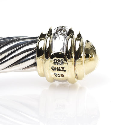 David Yurman Sterling Silver 18K Yellow Gold Diamond 7mm Cable Classics Dome Bracelet 5 of 5