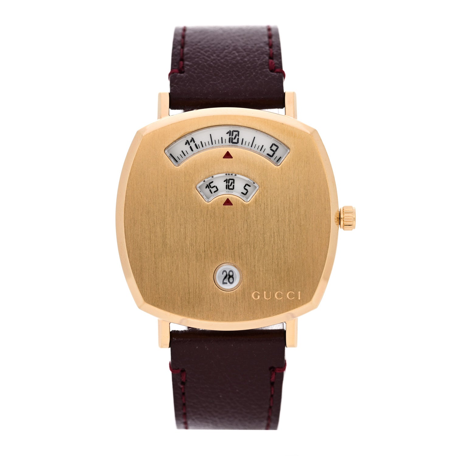 グッチ　腕時計 Gucci Stainless Steel Alligator 35mm Grip Quartz Watch Burgundy