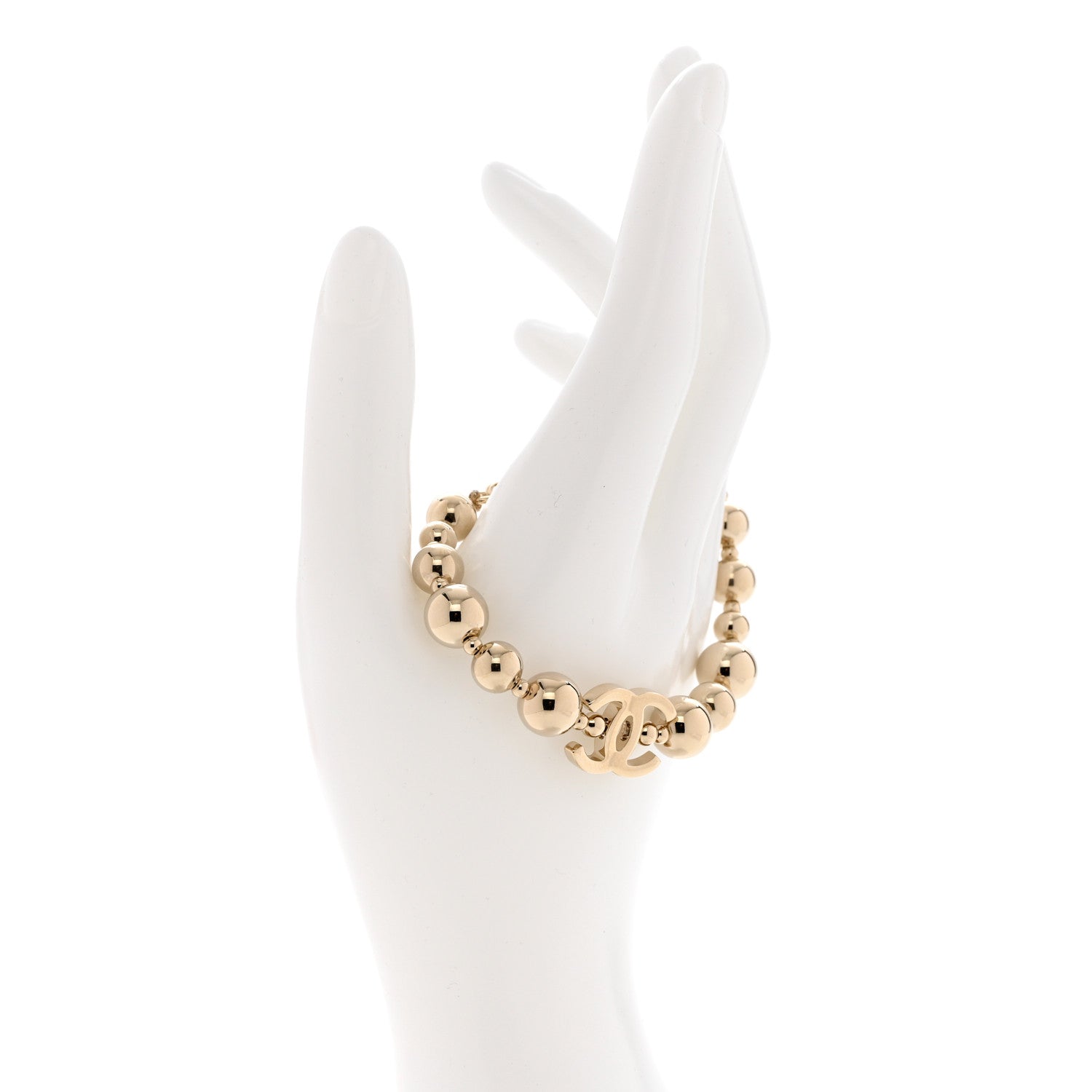 Chanel Metal Beaded CC Bracelet Gold 2 of 4