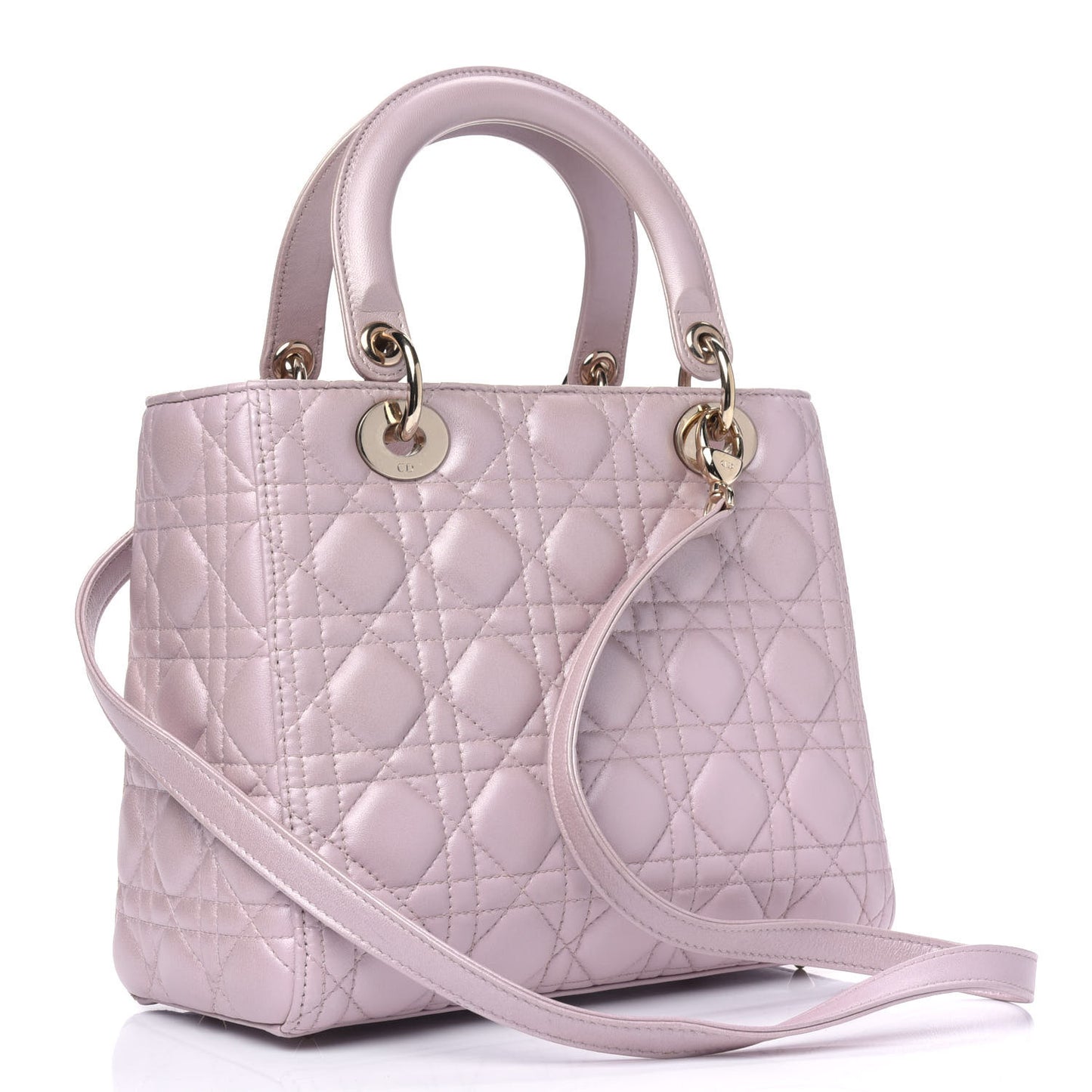 Pearly Lambskin Cannage Medium Lady Dior Lotus