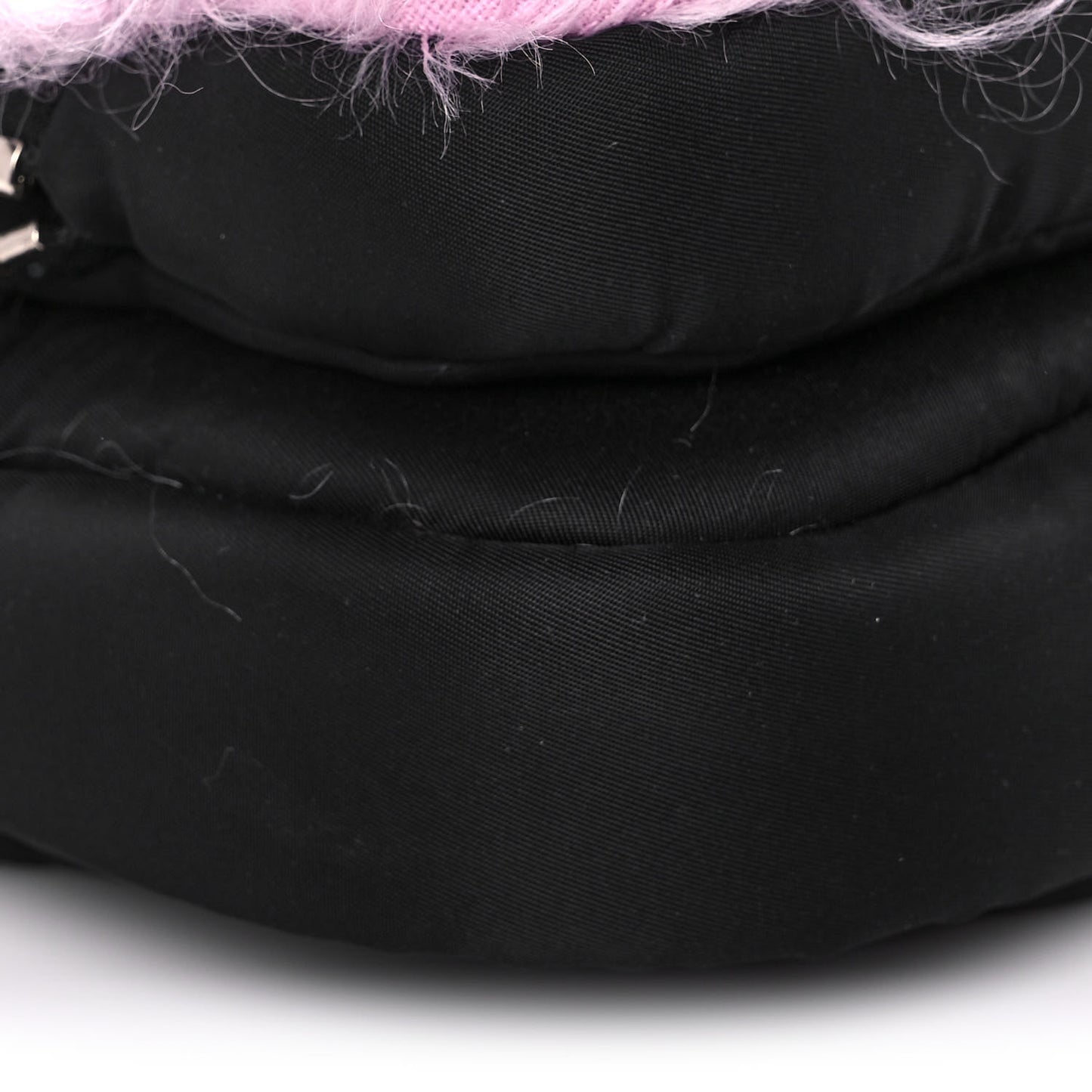 Tessuto Nylon Faux Fur Small Pocket Wristlet Pouch Black Glicine