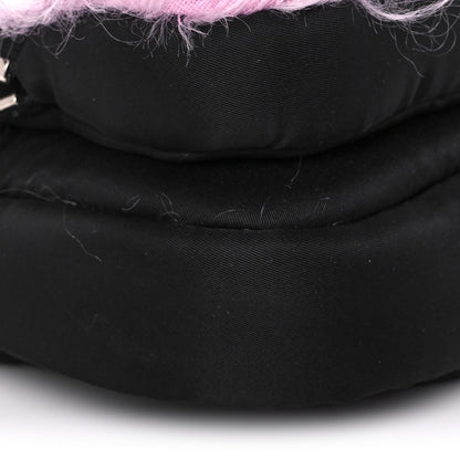 Prada Tessuto Nylon Faux Fur Small Pocket Wristlet Pouch Black Glicine 10 of 12