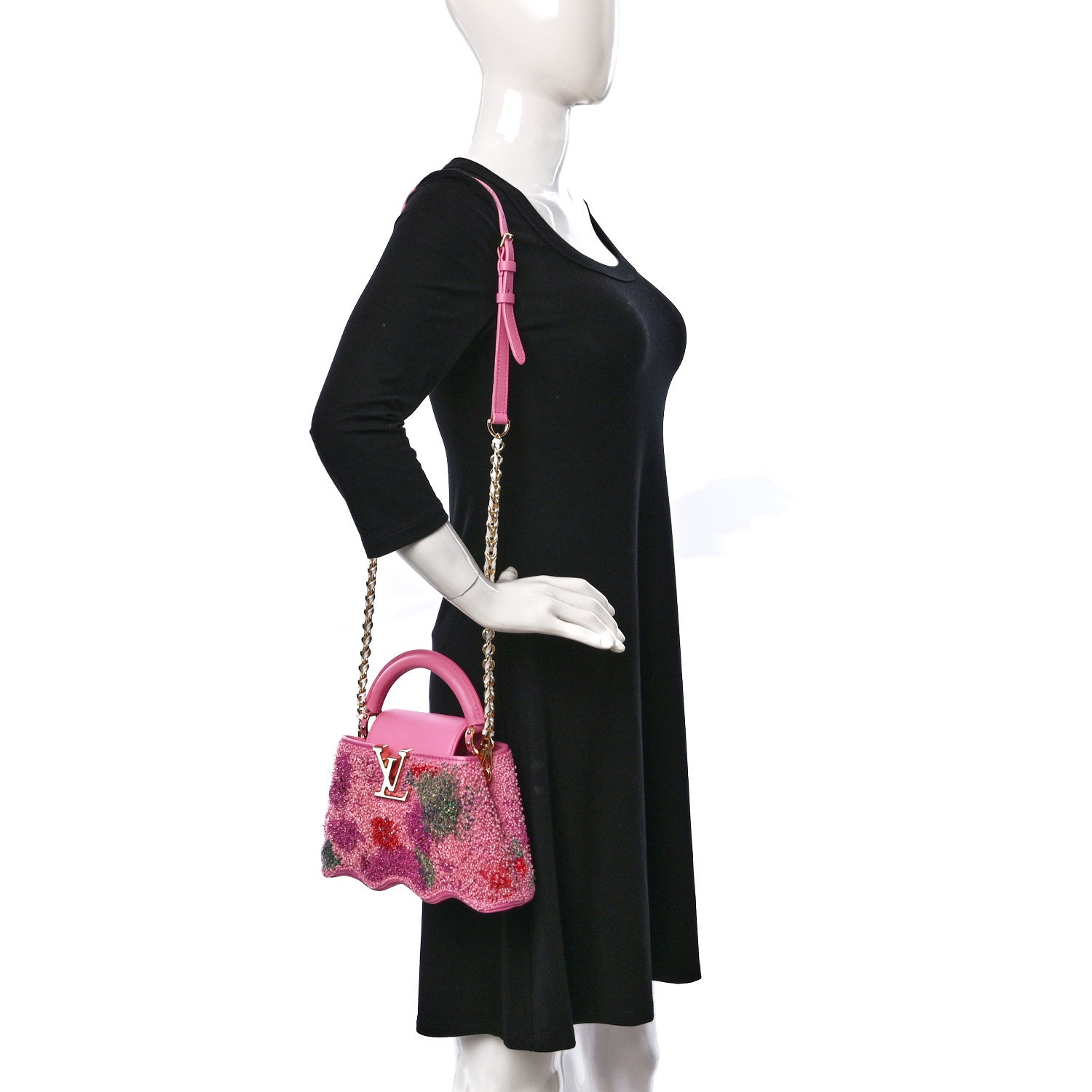 Louis Vuitton Embroidered Satin Calfskin Capushell Mini Rose 2 of 8