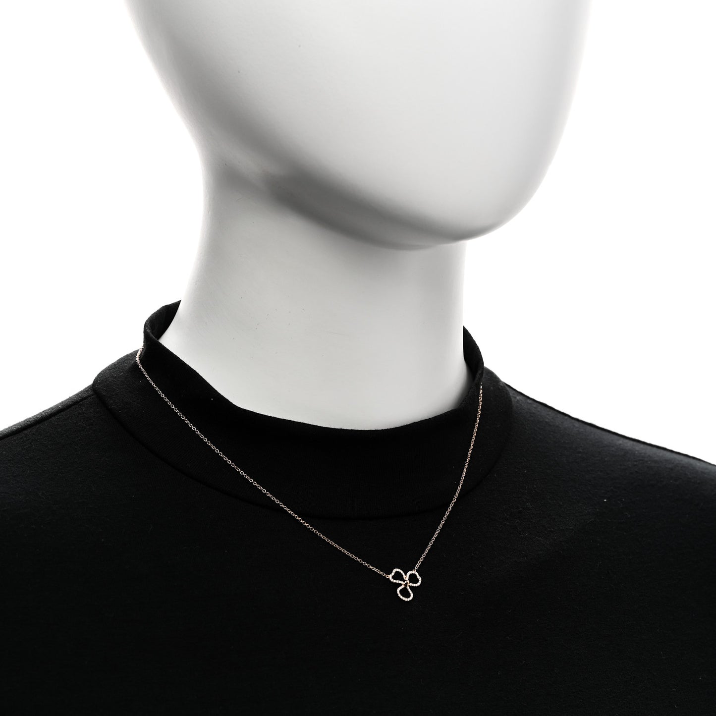 18K Rose Gold Diamond Small Paper Flowers Pendant Necklace