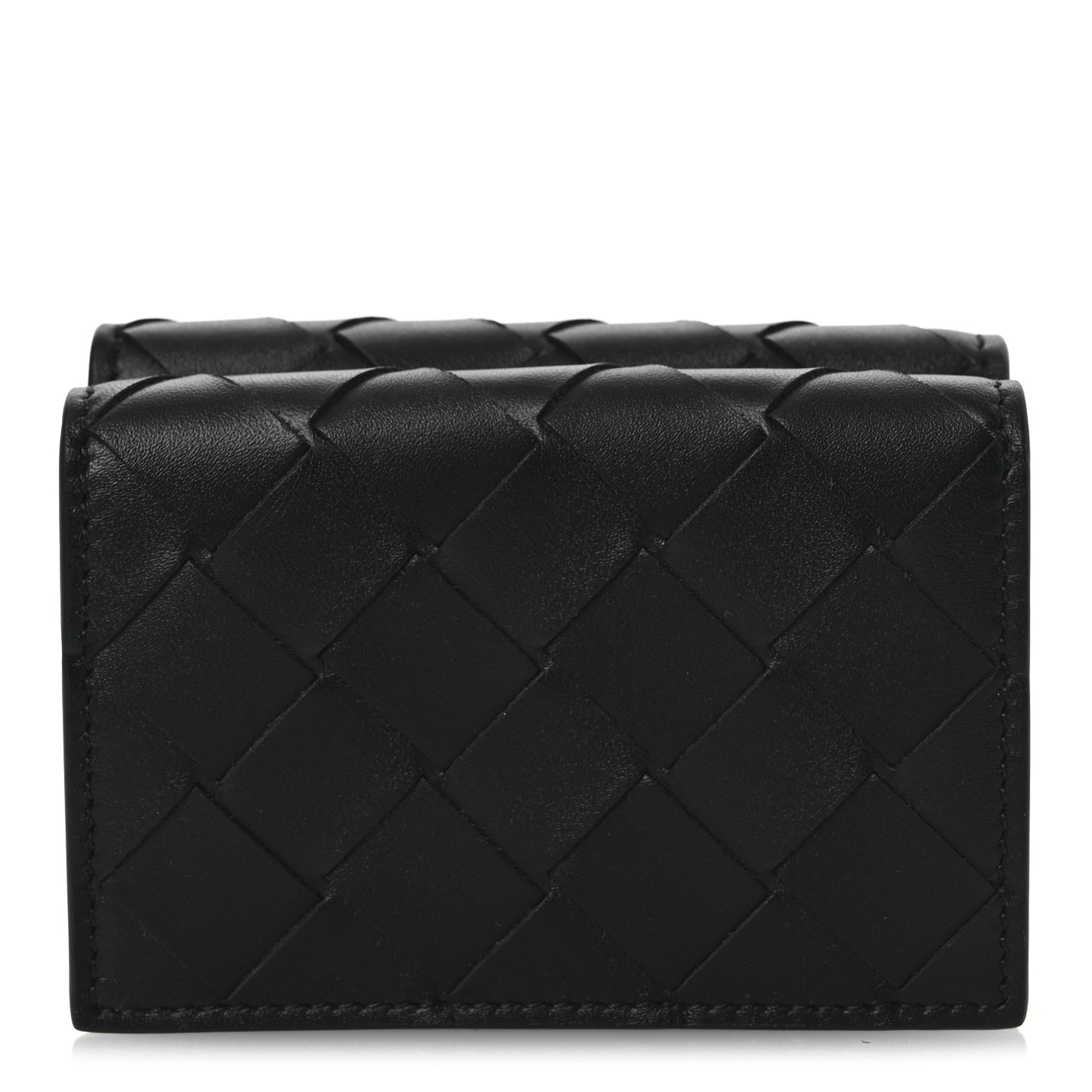 Nappa Maxi Intrecciato Tri-Fold Wallet Black