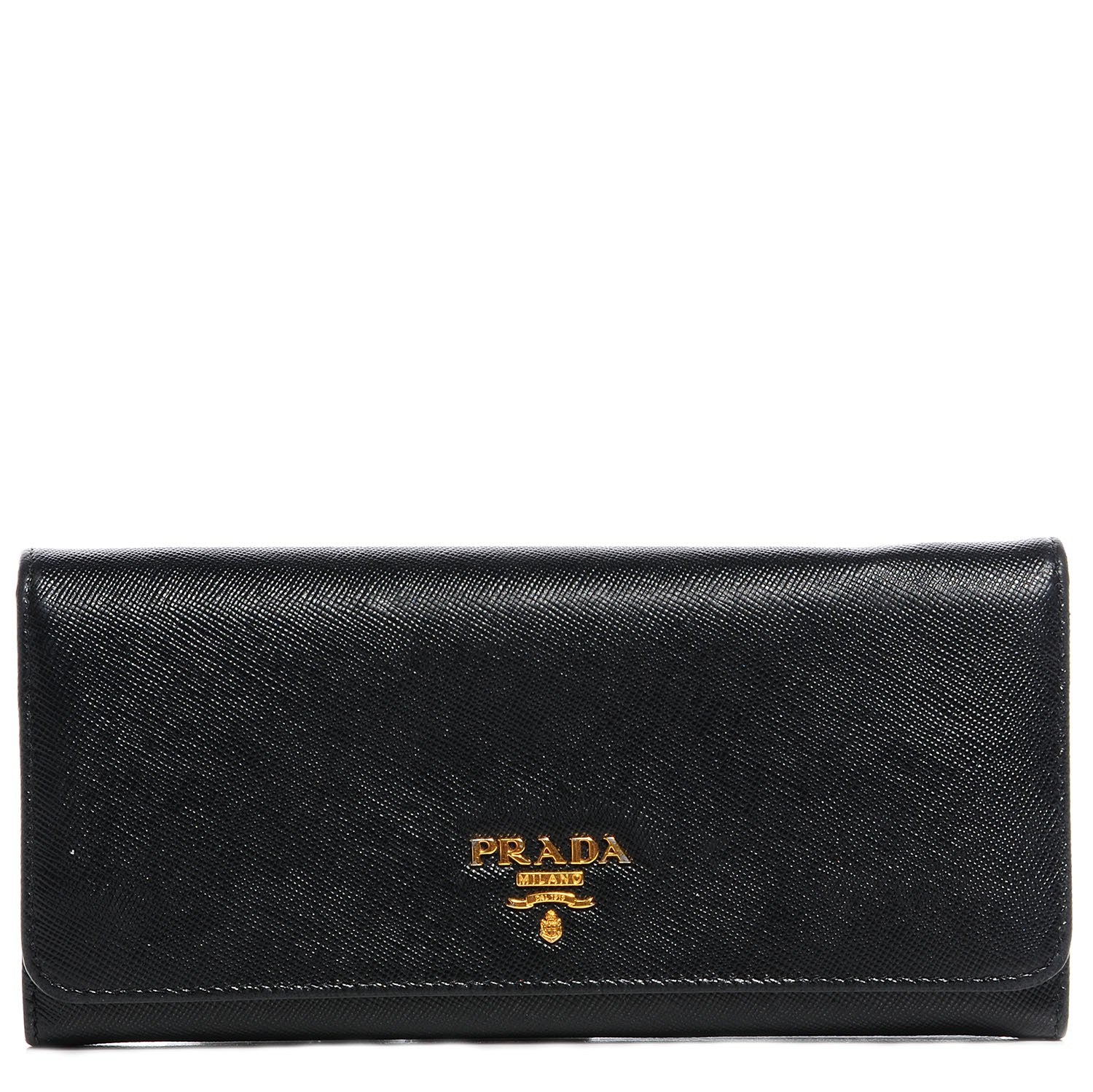 Prada Saffiano Metal Continental Flap Wallet Nero Black 1 of 8