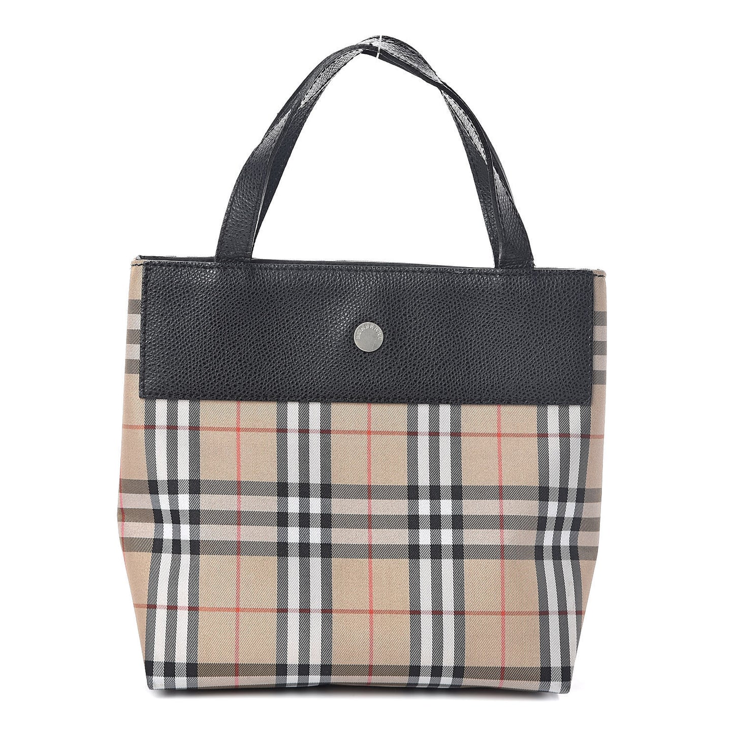 Calfskin House Check Small Tote Black