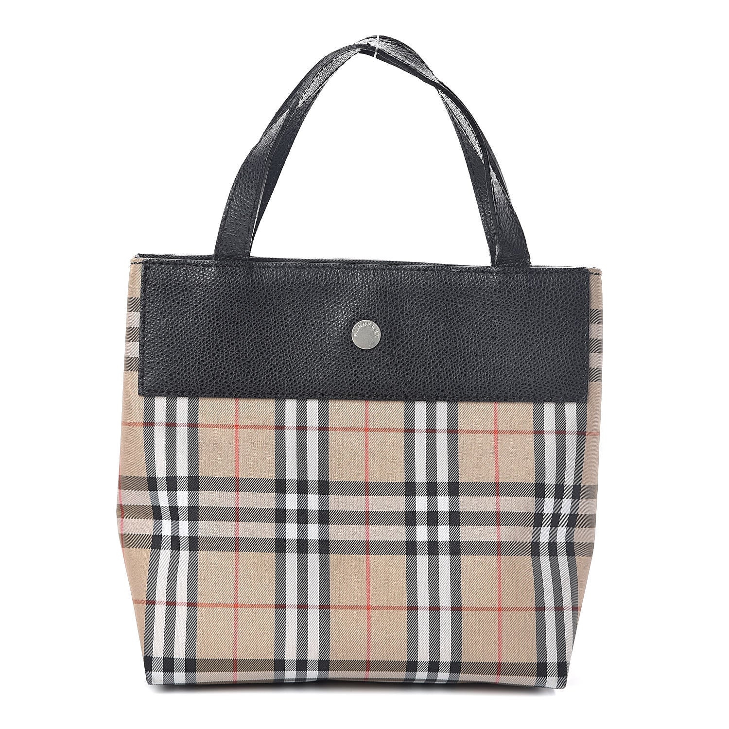 Burberry Calfskin House Check Small Tote Black 1 of 10
